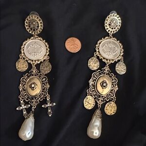 Elegant Gold and Silver Dangle Earrings